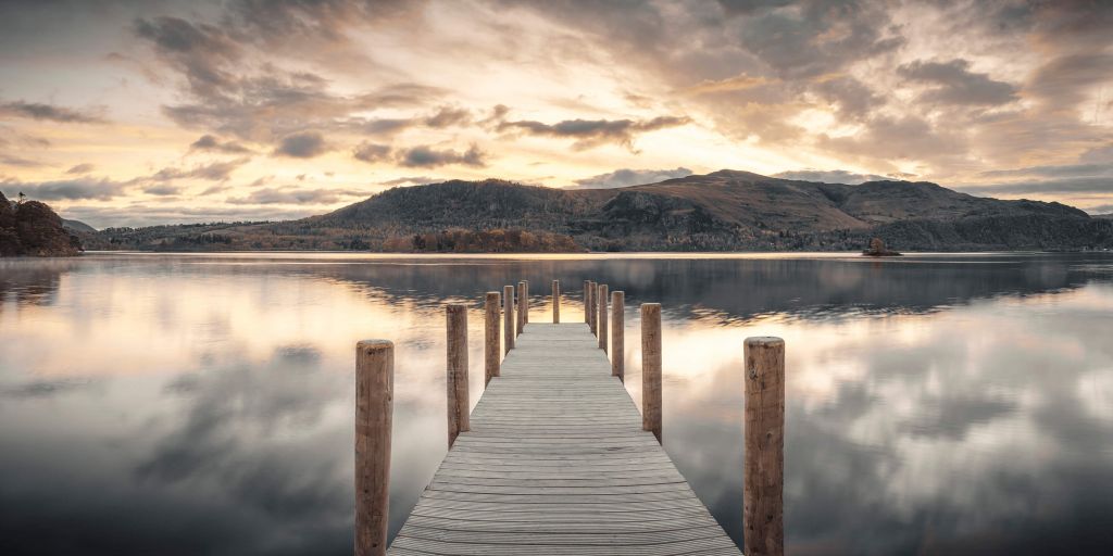 Wooden jetty at a lake