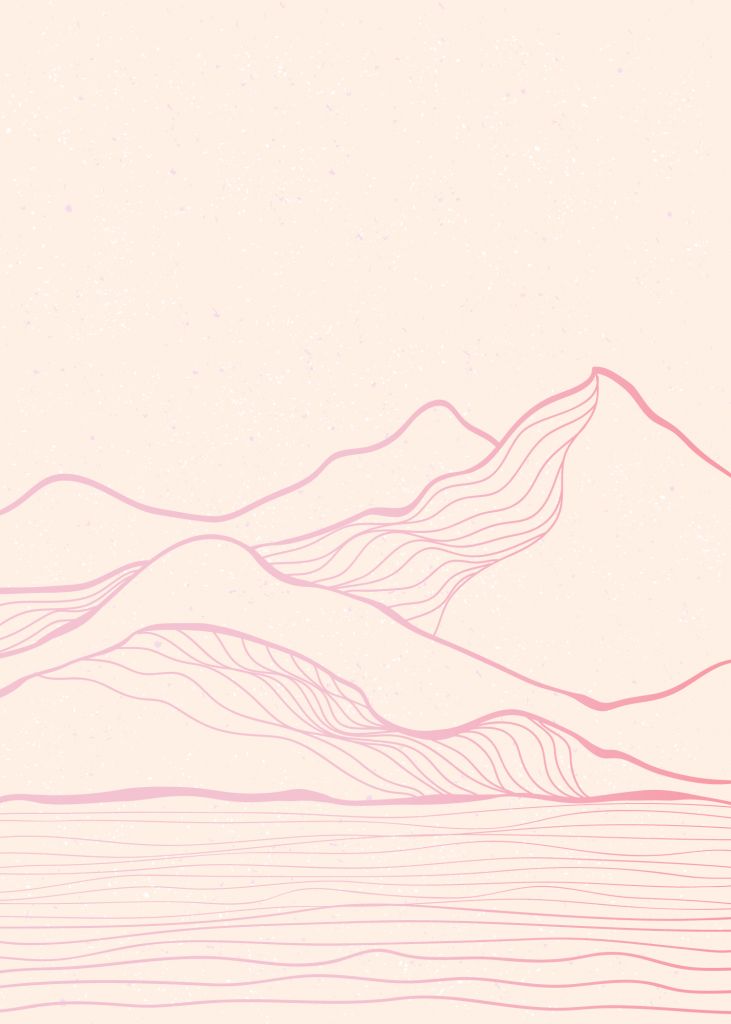 Geïllustreerde roze bergen landschap