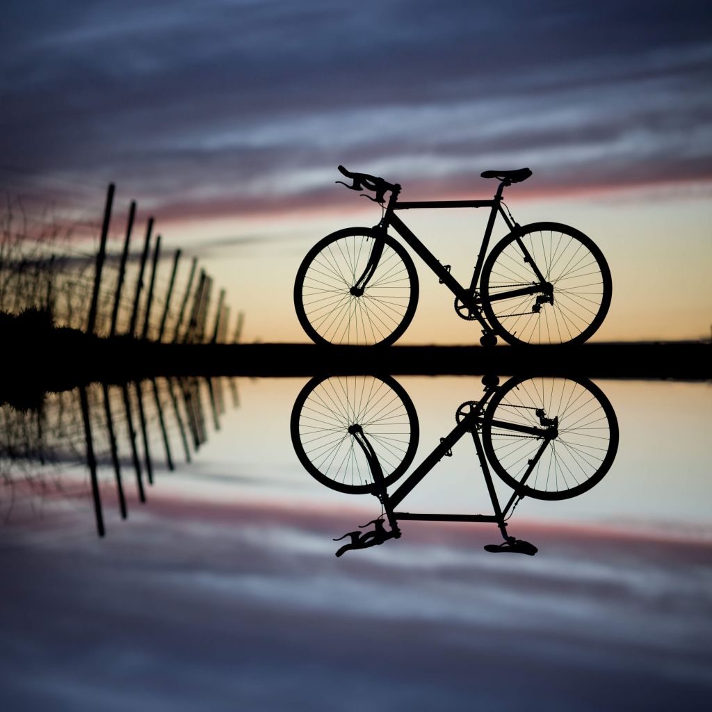 Racing bike at sunset