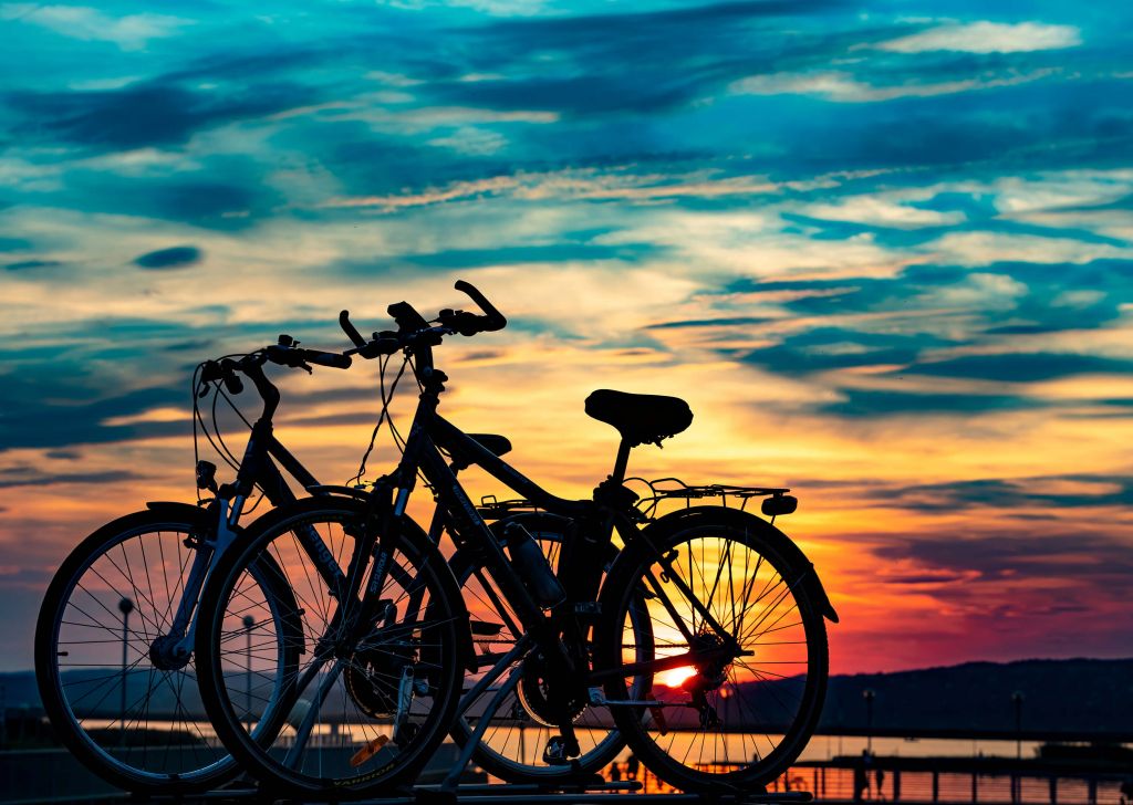 Cycling at sunset