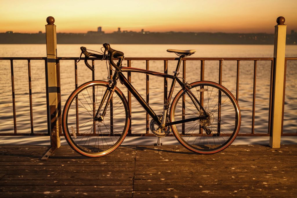 Racing bike by the water