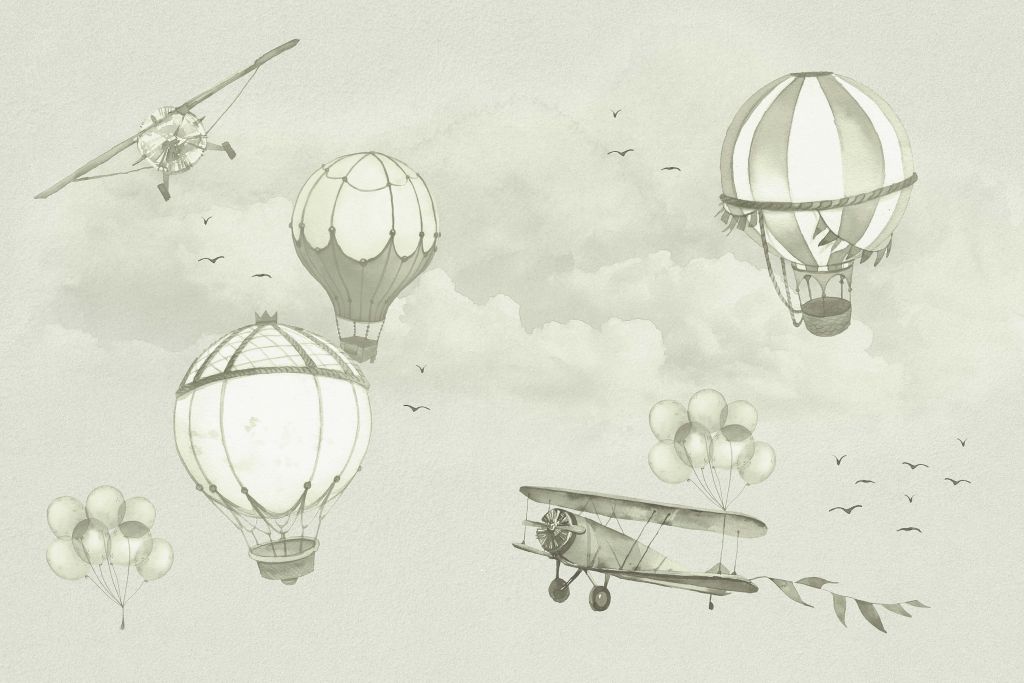 Hot-air balloons in green