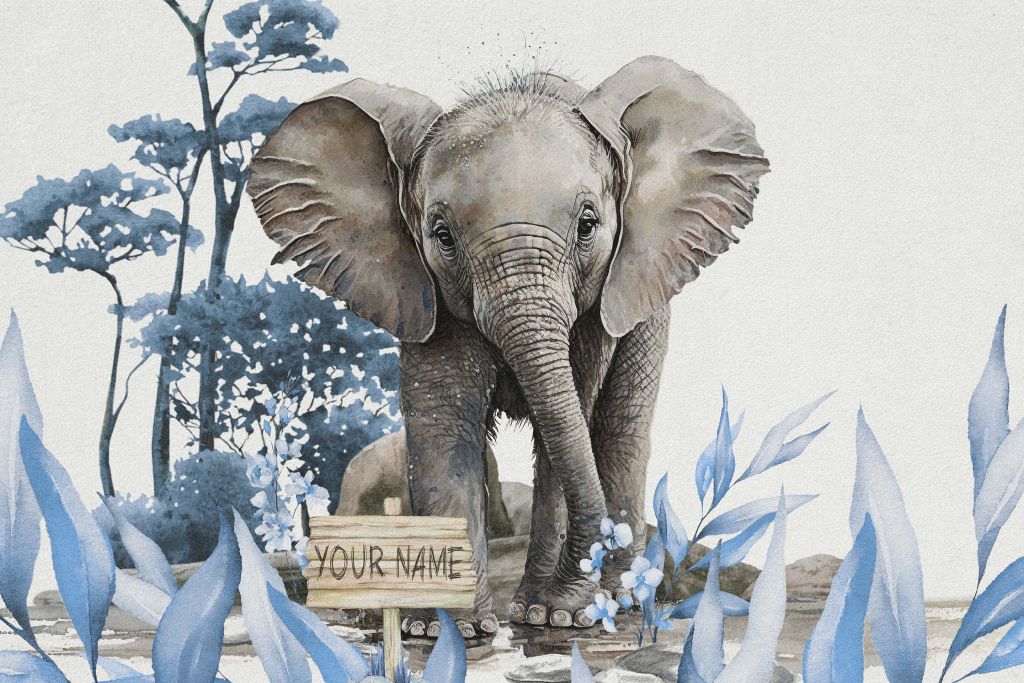 Elephant in the jungle blue