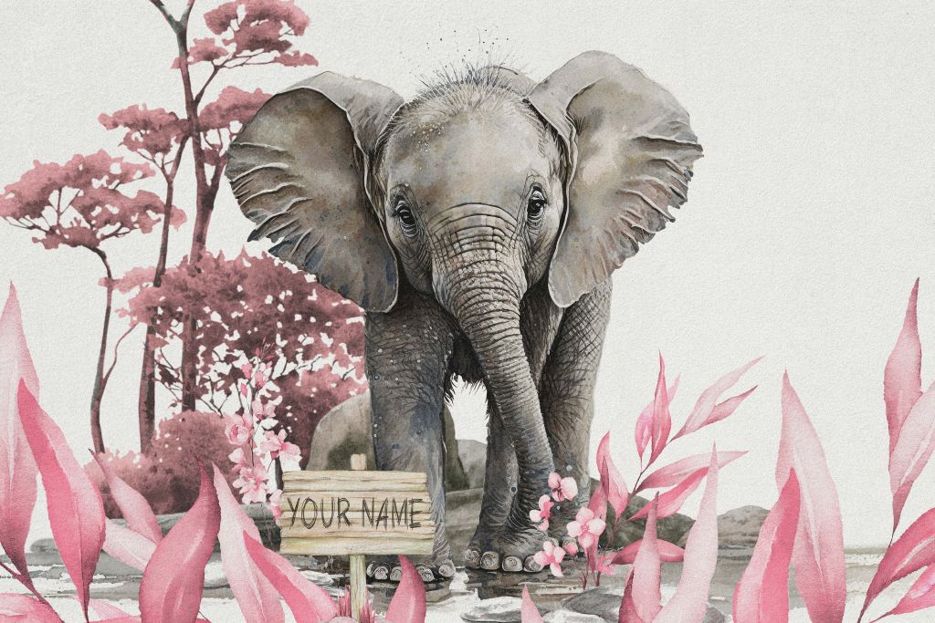 Elephant in the jungle pink