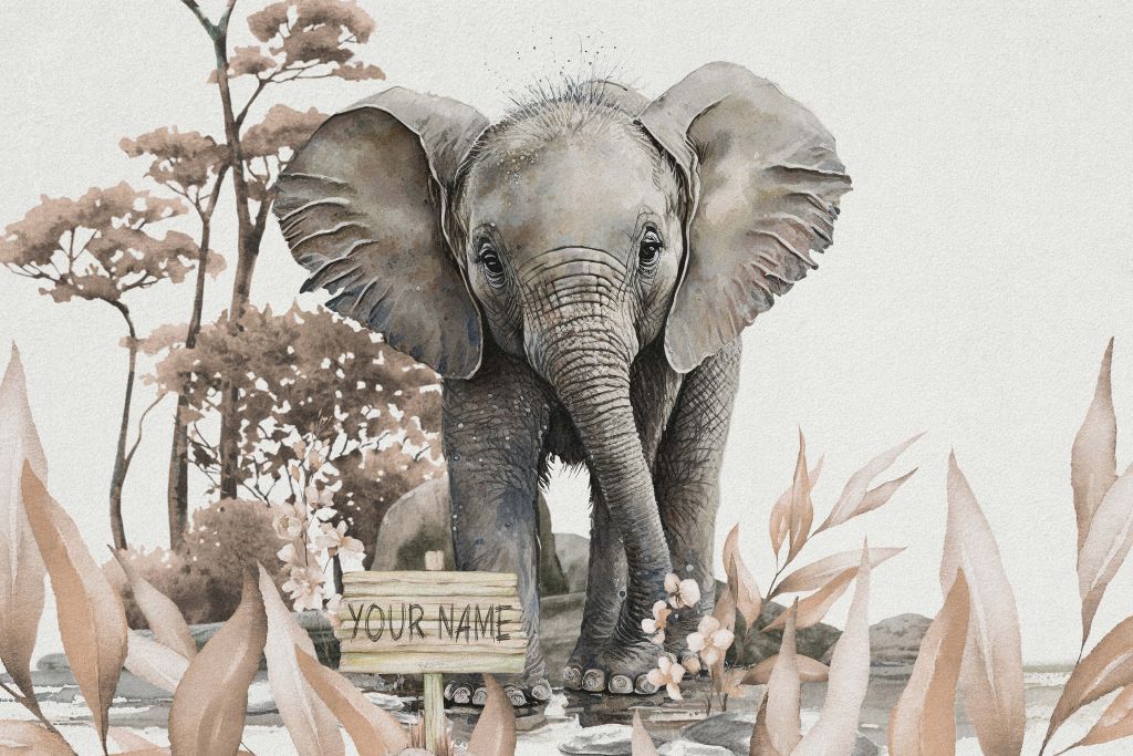 Elephant in the jungle taupe