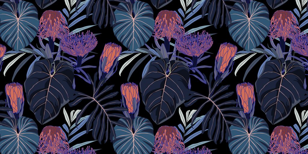 Pattern with tropical plants