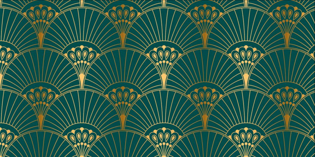 Art Deco fan in Teal