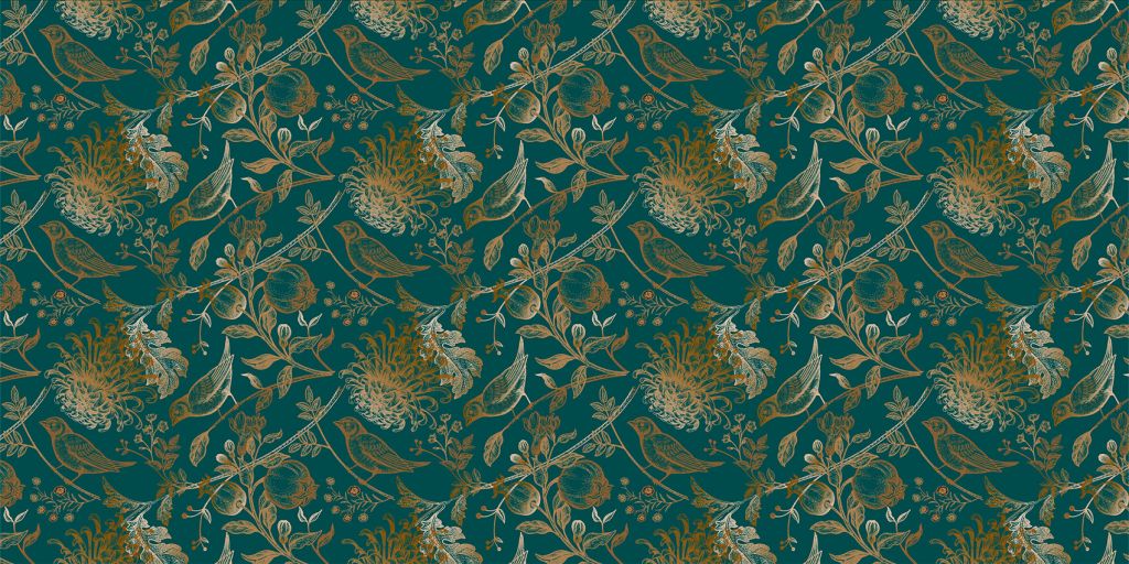 Chrysanthemum and bird pattern