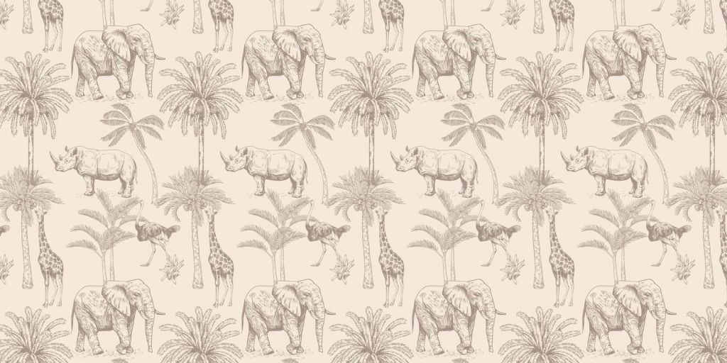 Jungle animals beige