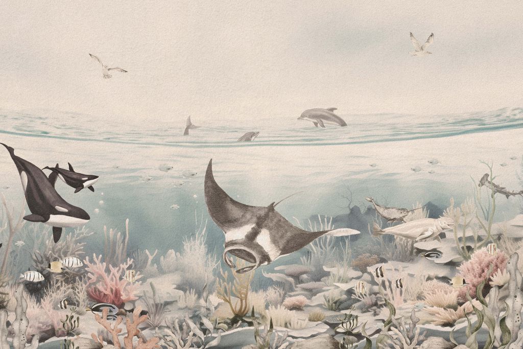 Ocean landscape with animals