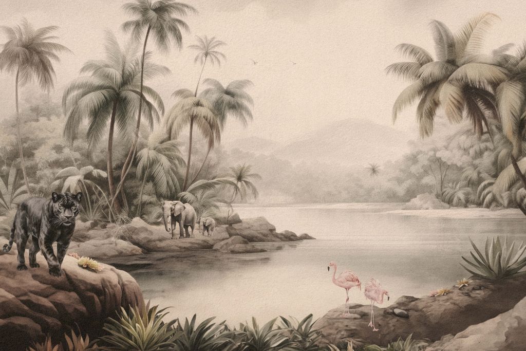 Jungle landscape with animals