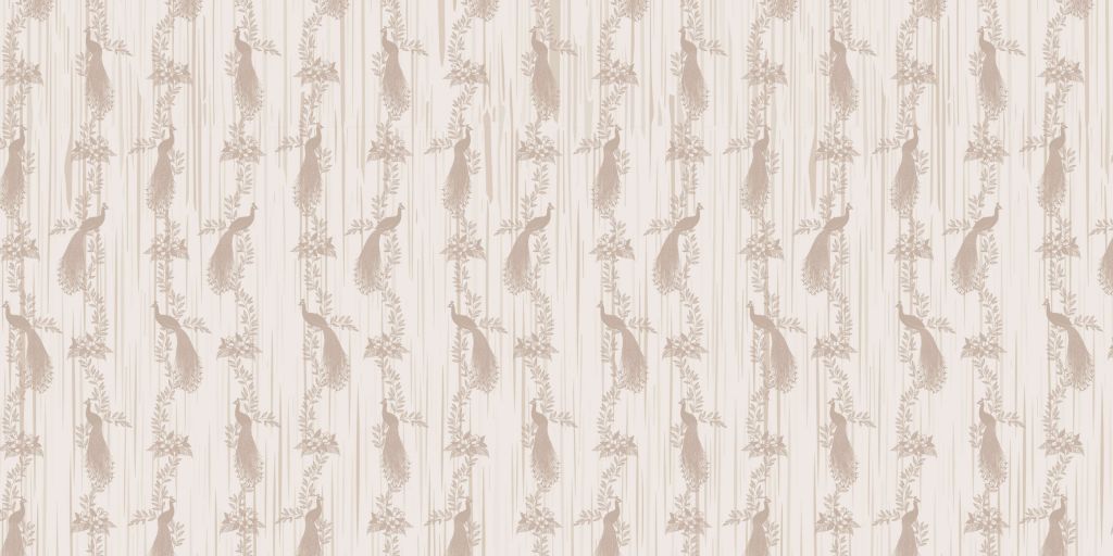Classic Peacock Flora Wallpaper - taupe