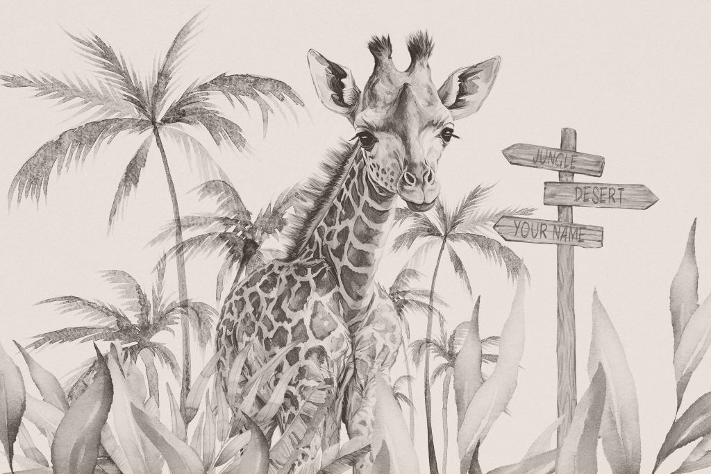 Baby giraffe in the jungle beige