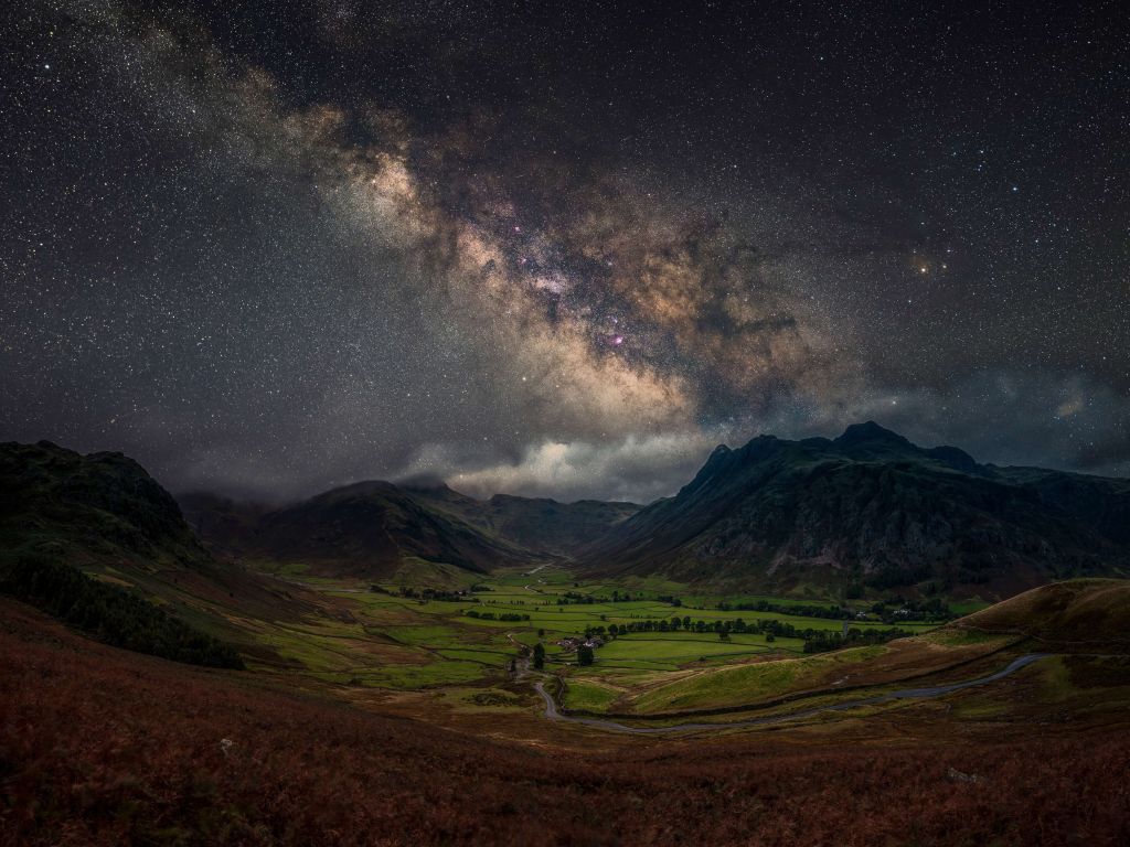 The Milky Way above Mickleden Valley, Lake District