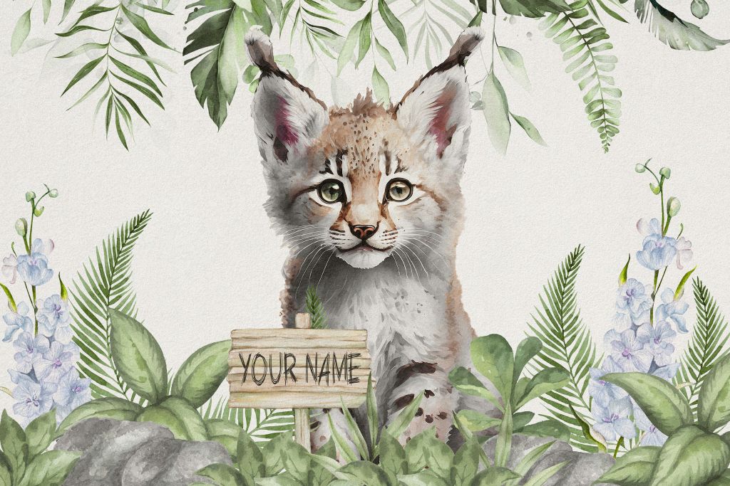 Baby lynx in the jungle