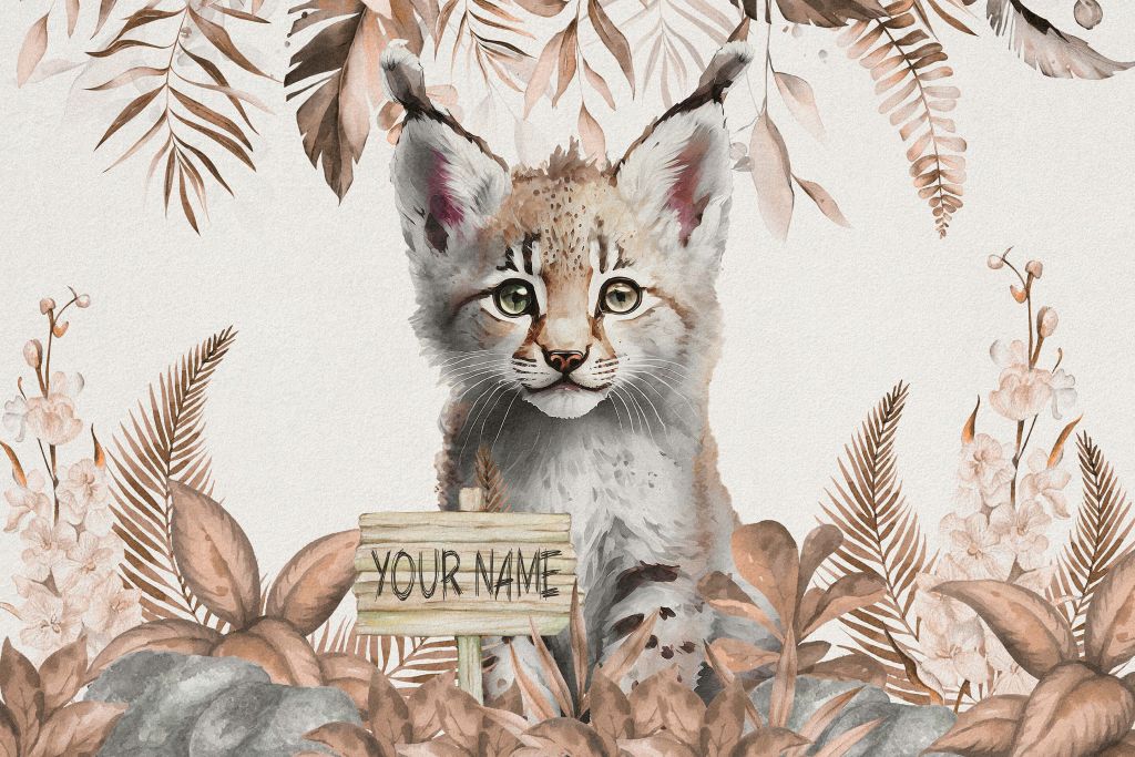 Baby lynx in the jungle taupe