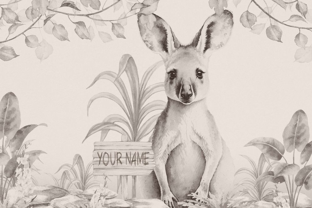 Baby kangaroo in the jungle beige