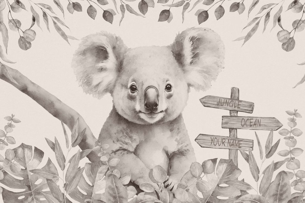 Baby koala in the jungle beige