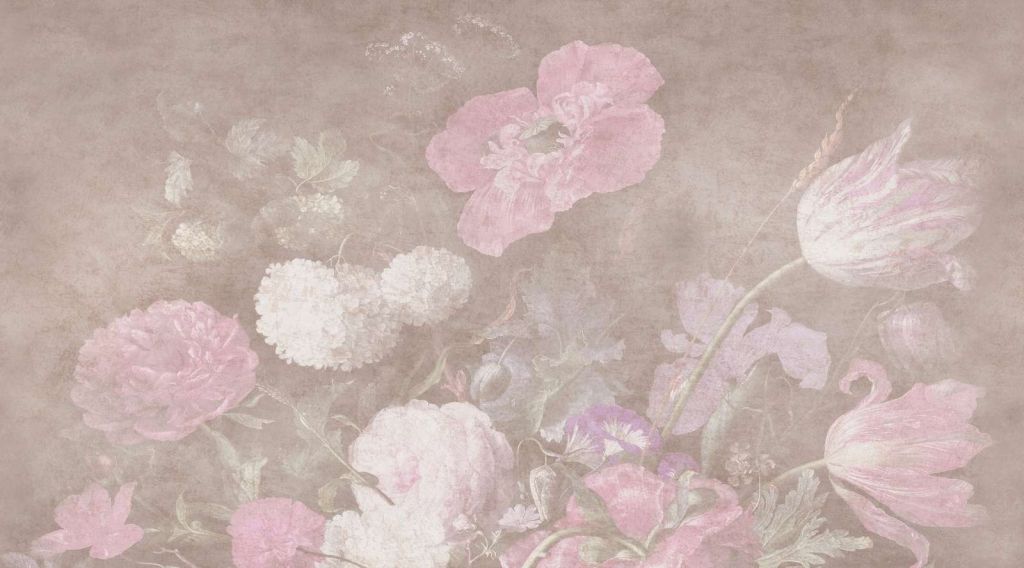 Baroque flowers still life - vintage pastel