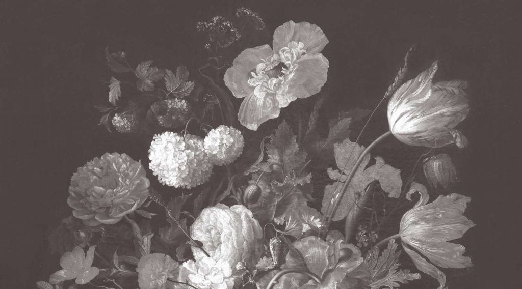 Baroque flowers still life - dark sepia
