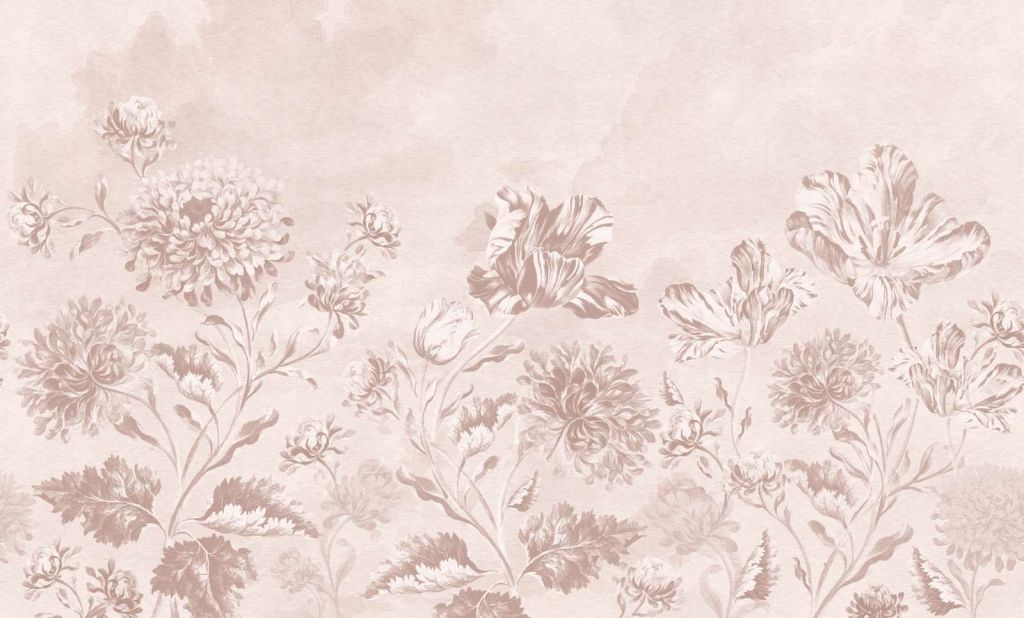 Baroque floral landscape - powder pink