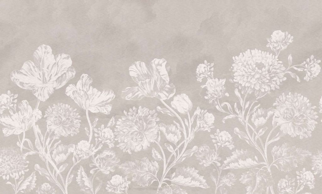 Baroque floral landscape - greige