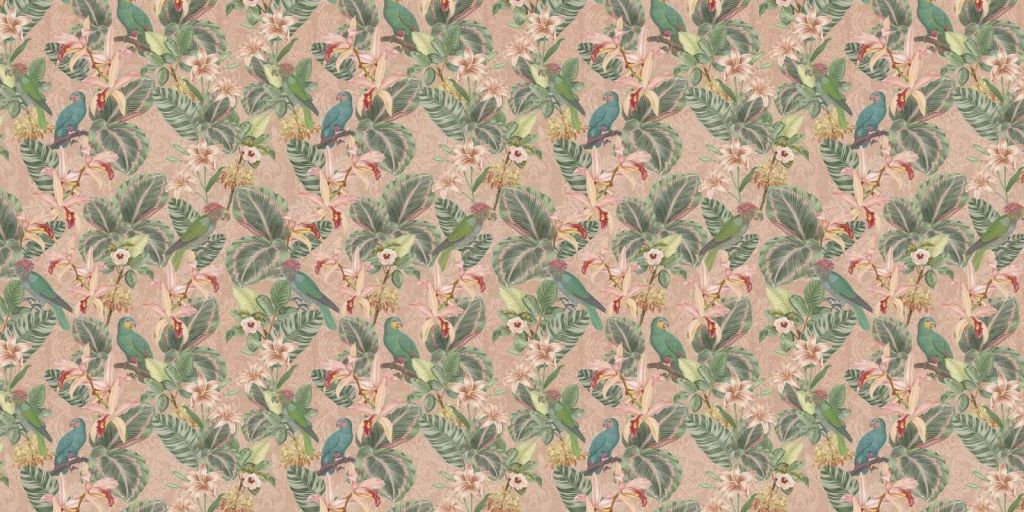 Tropical Jungle birds & parrots - terracotta