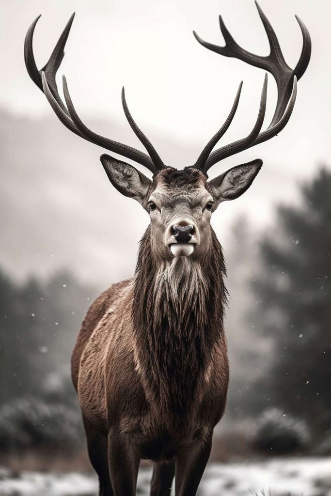 Winter King Deer Gaze