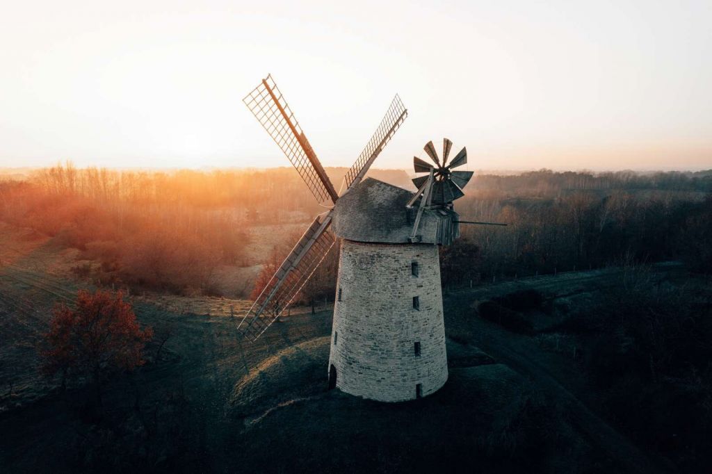 Windmill in beautiful light at sunset