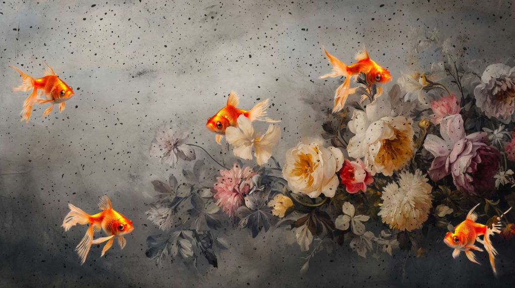 Goldfish Flowers Elegance