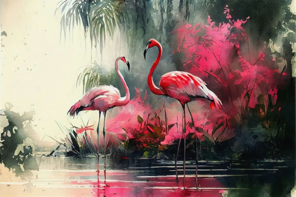 Carmine Flamingo Sketch