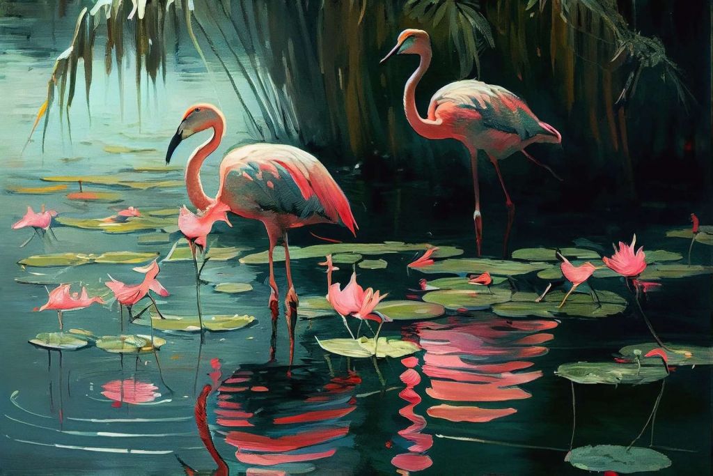 Waterlily Flamingo Oasis