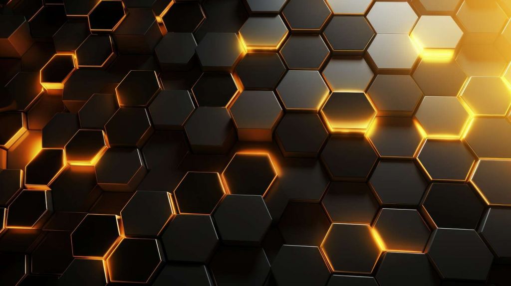 Glowing Golden Hexagons