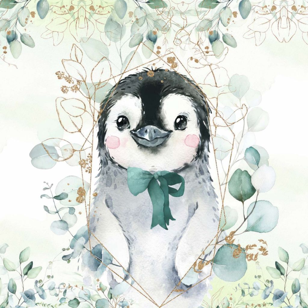 Little penguin and green bow