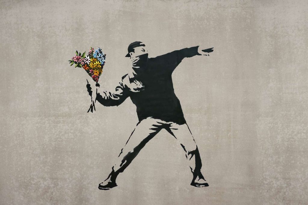 Banksy - Flower thrower, soft concrete