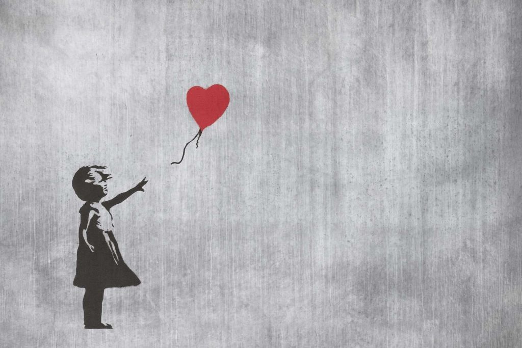 Banksy - Balloon girl, grey concrete