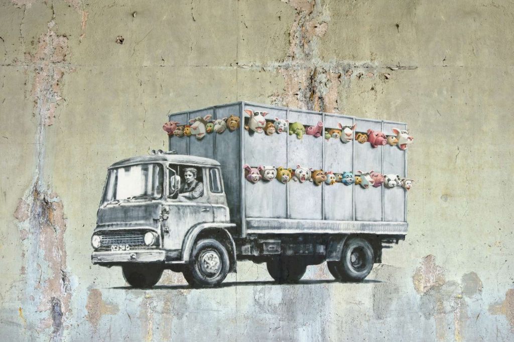 Banksy - Meat truck, raw concrete