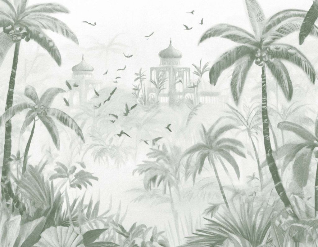 Oriental Garden at Dawn, green