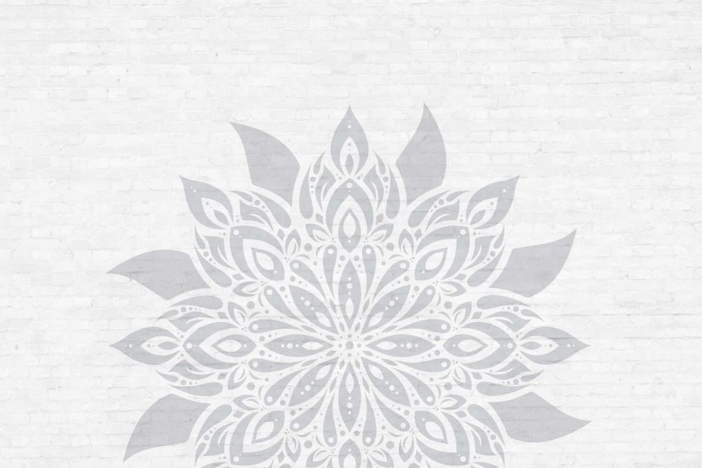 Light gray Mandala On Brick
