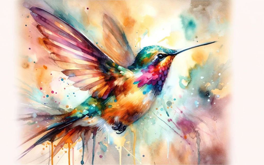 Iridescent Hummingbird in Mid-Flight