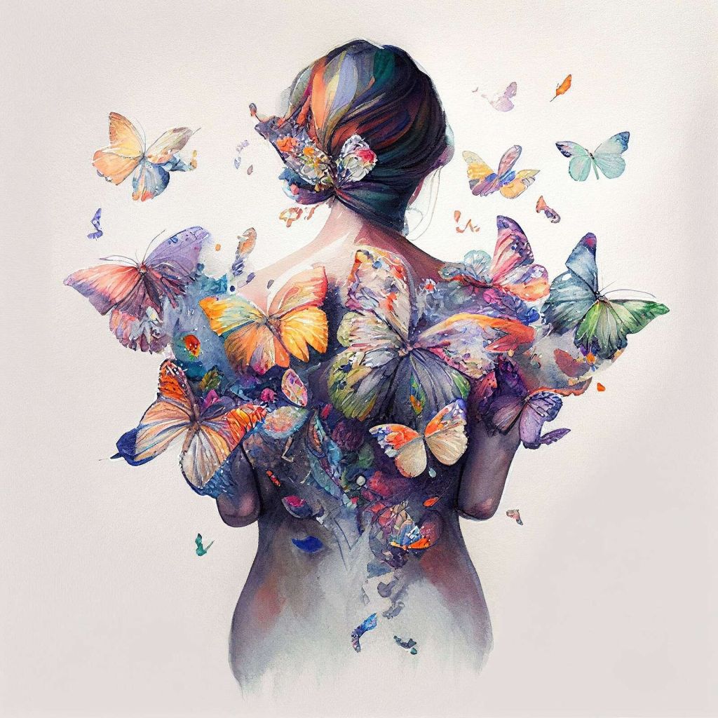 Watercolour Butterfly Woman Body #1