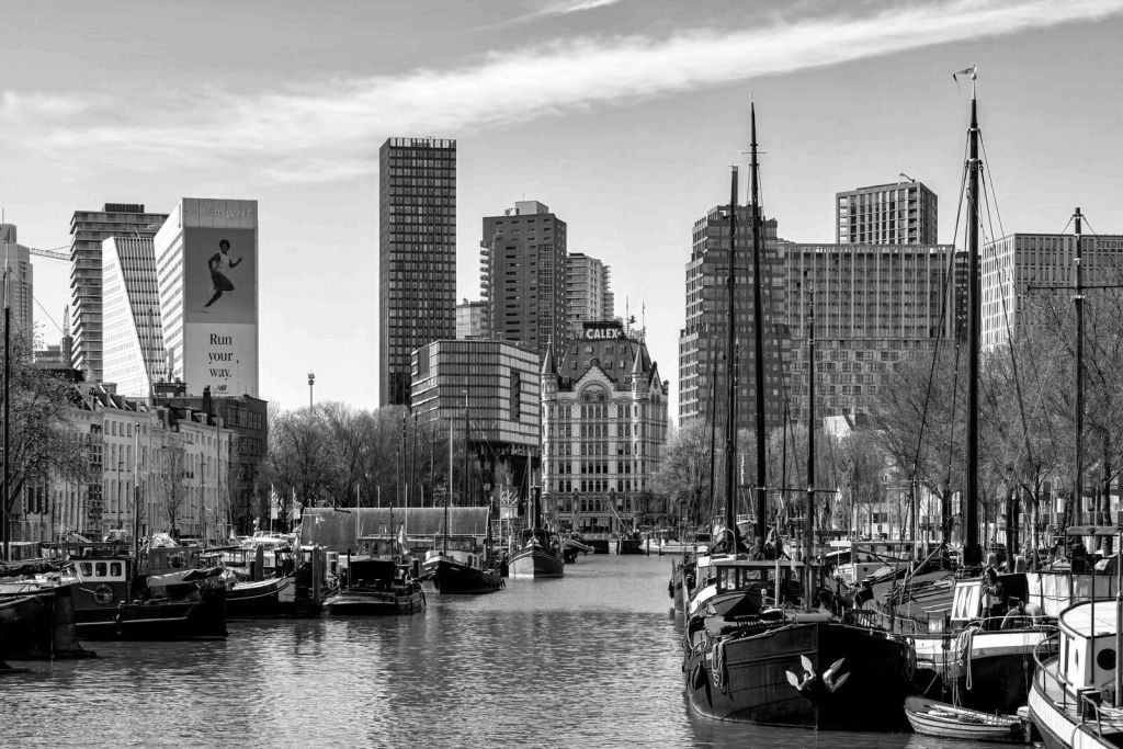 Old Harbor and White House in Monochrome
