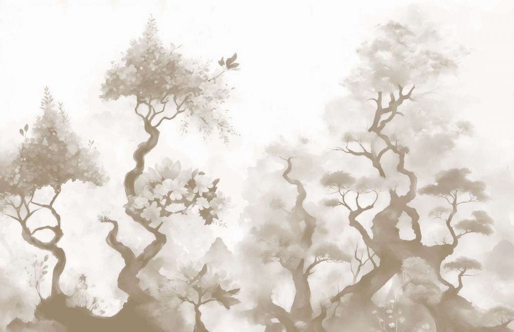 Blooming trees grey