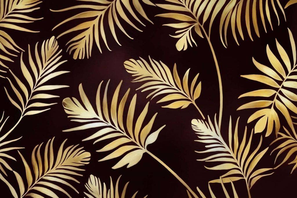 Golden leaves on dark bronze