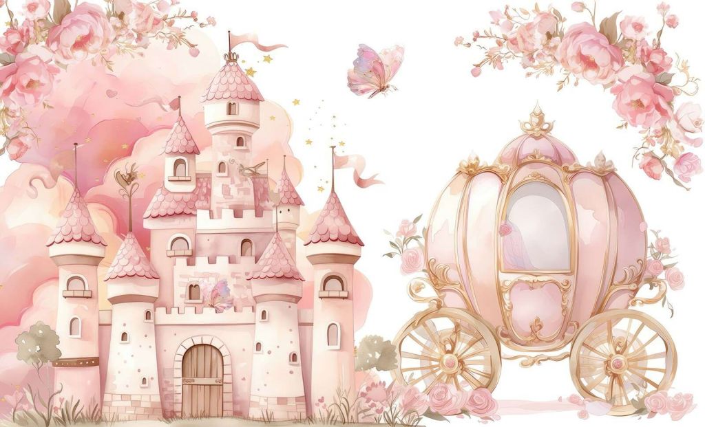 Fairy tale castle and rose carriage