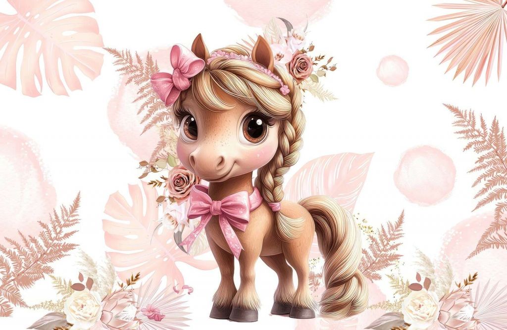 Elegant pony with pink bow