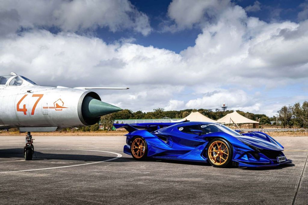 Futuristic supercar at the airport