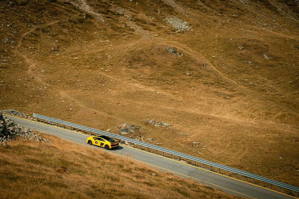 Audi R8 on a lonely mountain road