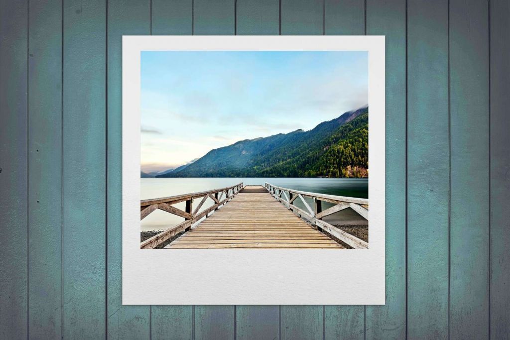 Wooden dock at mountain lake