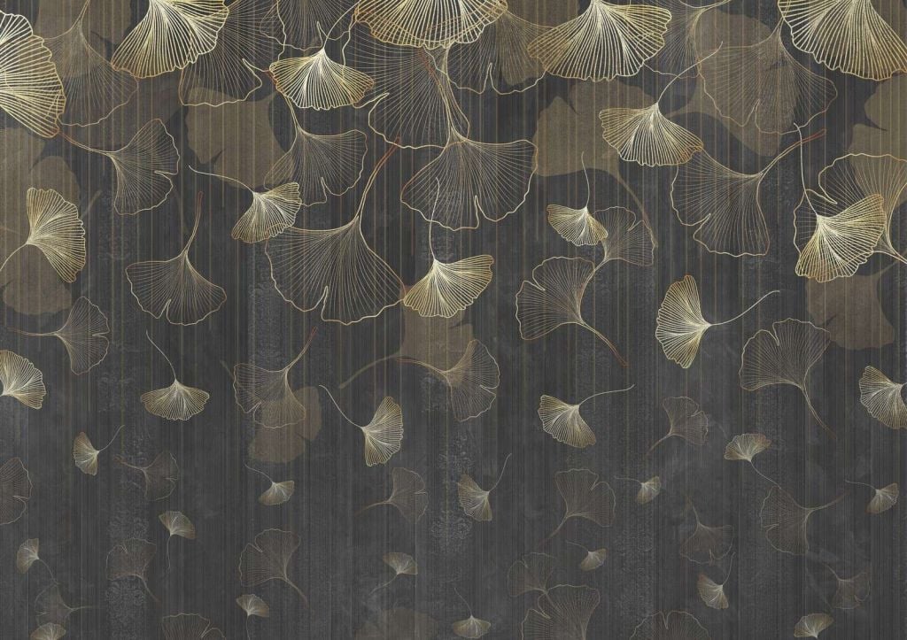 Ginkgo leaves in golden mist